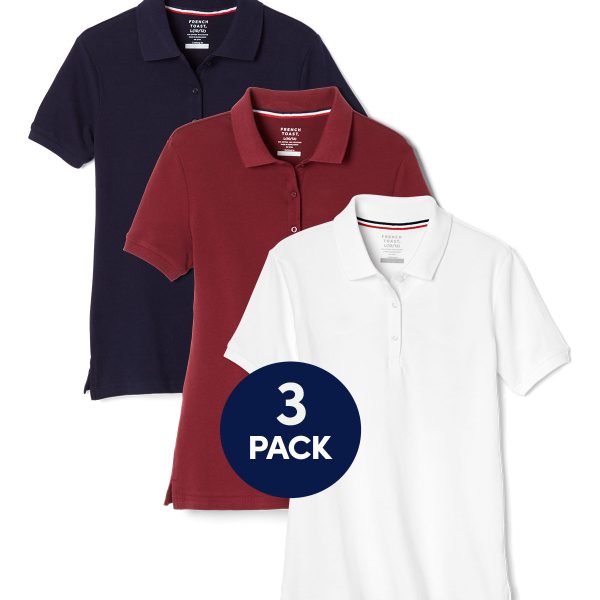 3-Pack Short Sleeve Fitted Stretch Pique Polo (Feminine Fit)