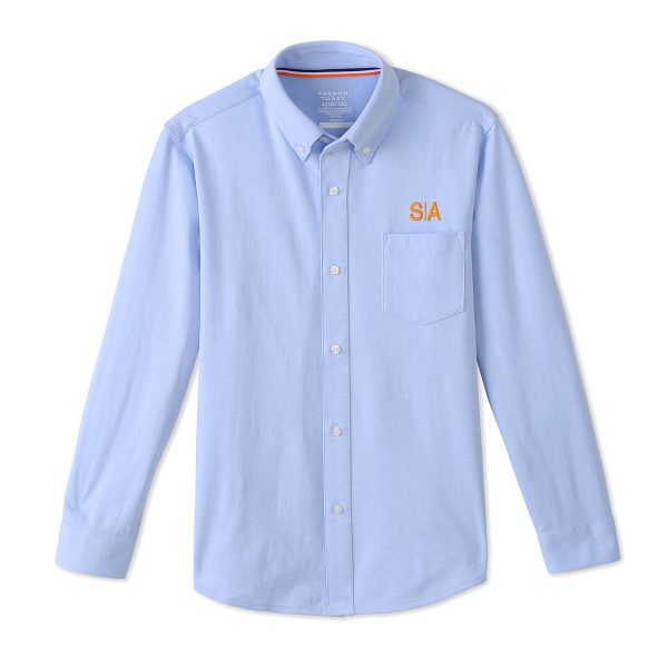 Long Sleeve Knit Oxford Shirt with Success Academy Logo