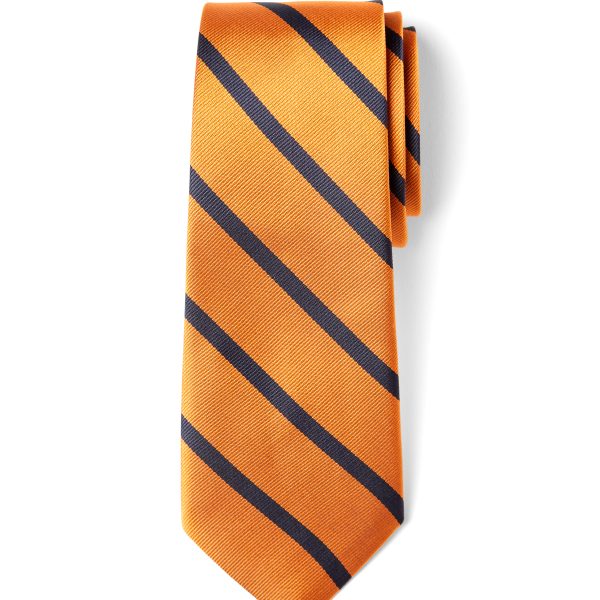 Orange with Navy Stripes 58" Tie
