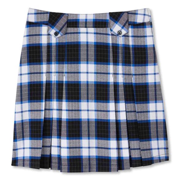 Front Pleated Plaid Skirt with Tabs