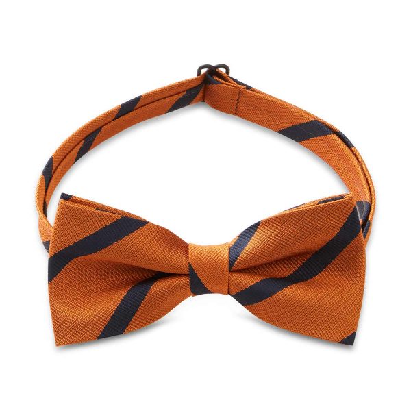 Orange with Navy Stripes Adjustable Bow Tie