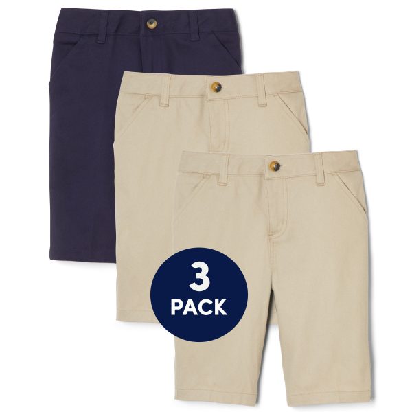 3-Pack Girls' Stretch Twill Bermuda Short
