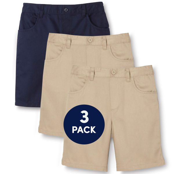 3-Pack Girls' Pull-On Twill Short