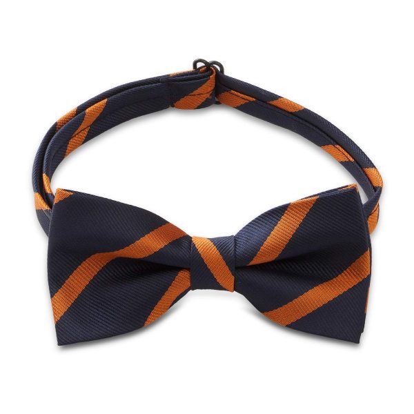 Navy with Orange Stripes Adjustable Bow Tie