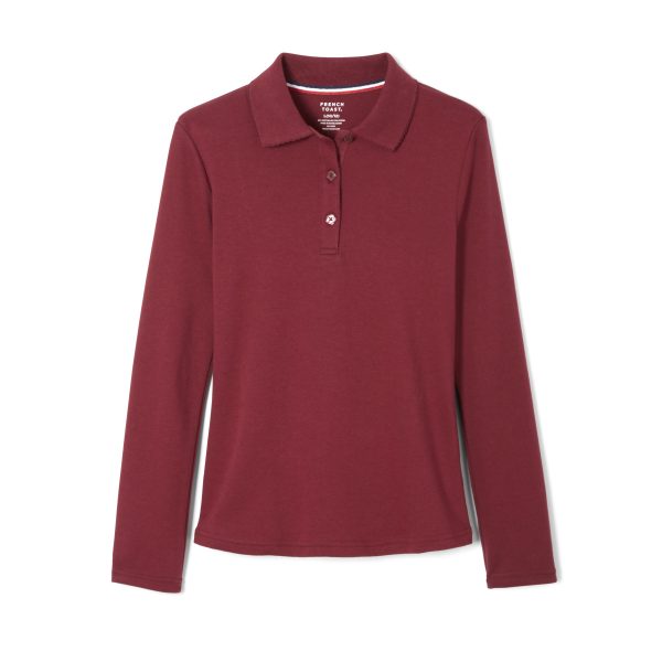 Long Sleeve Fitted Interlock Polo with Picot Collar (Feminine Fit)