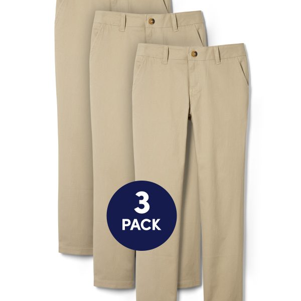 3-Pack Girls' Straight Fit Stretch Twill Pant