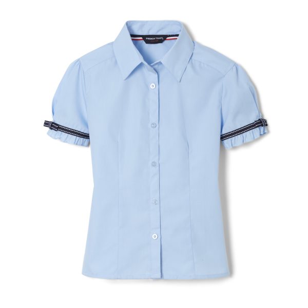 Short Sleeve Ribbon Bow Blouse