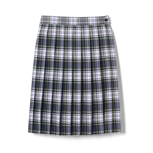 At The Knee Plaid Pleated Skirt
