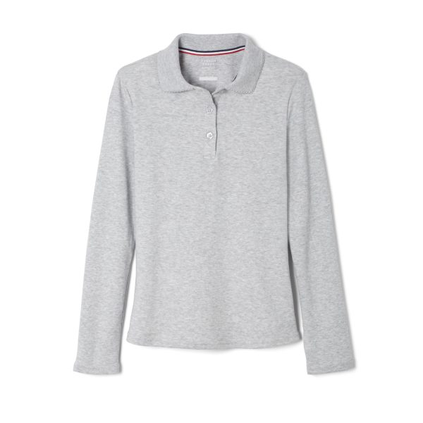 Porter Gaud Long Sleeve Interlock Knit Polo with Picot Collar (Feminine Fit)