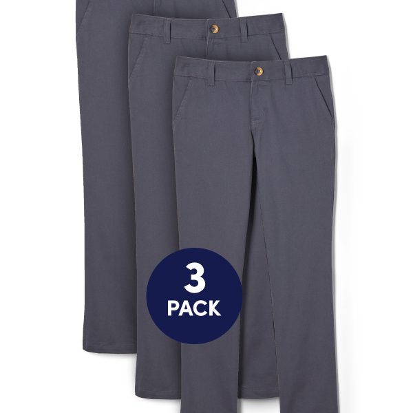3-Pack Girls' Straight Fit Stretch Twill Pant