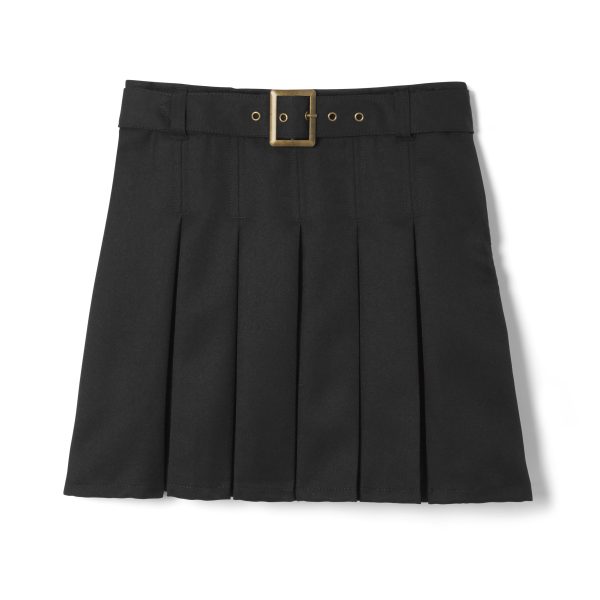 Pleated Skort with Square Buckle Belt