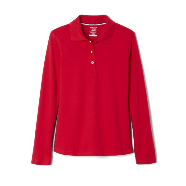 Long Sleeve Fitted Interlock Polo with Picot Collar (Feminine Fit)