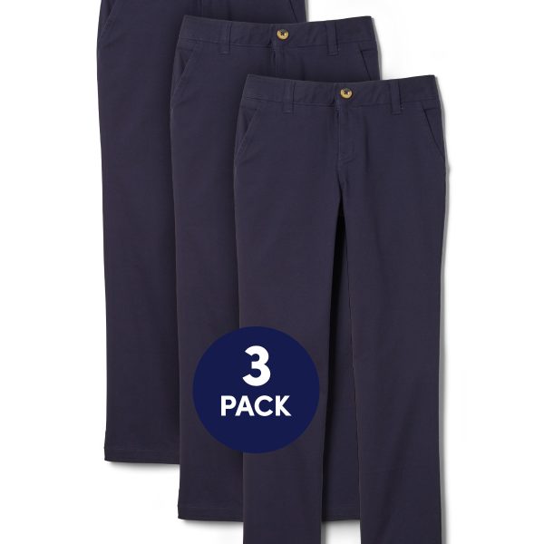 3-Pack Girls' Straight Fit Stretch Twill Pant