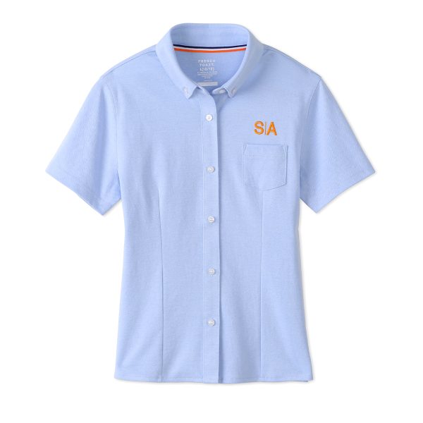 Short Sleeve Knit Oxford Blouse with Success Academy Logo